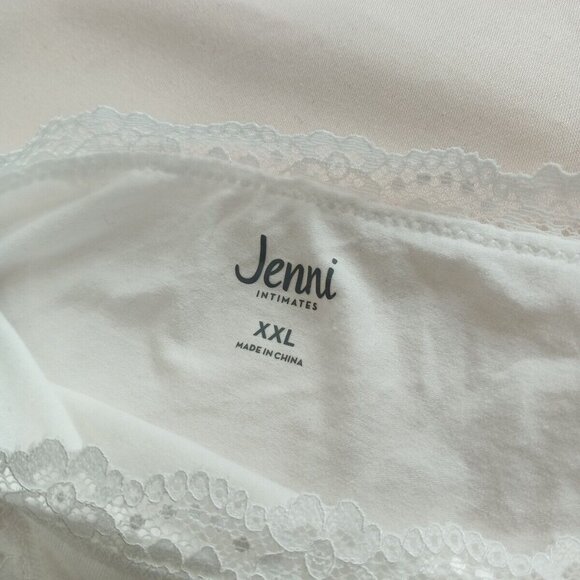 2 PACK JENNI Women Bikini Panty Size 2XL White Lace Detail Cotton - Picture 5 of 9